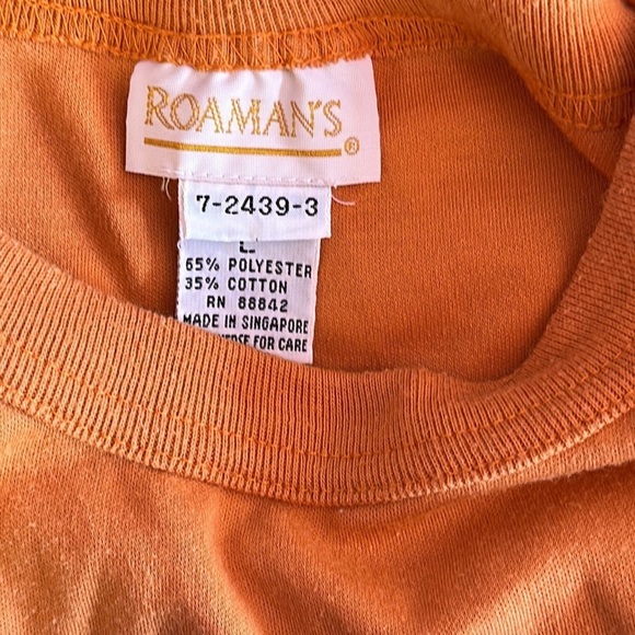 Roaman’s Women’s Short Sleeve Pocket Tee Orange Cotton Blend Size L - Picture 4 of 4